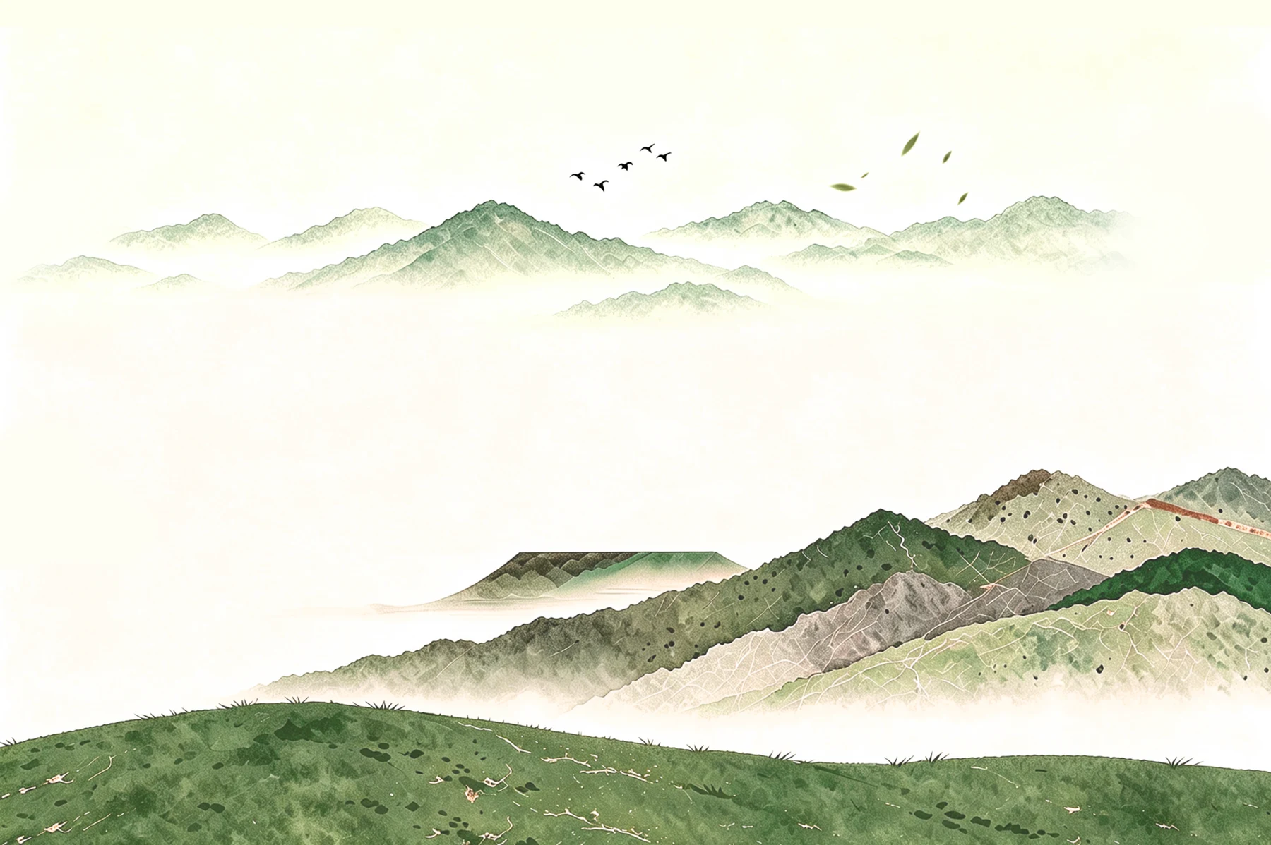青城远山与秋日草坡